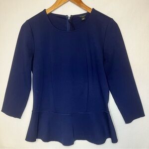 Ann Taylor Women's Navy 3/4 Sleeve Knit Peplum Stretch Blouse Top-Feminine-Fall